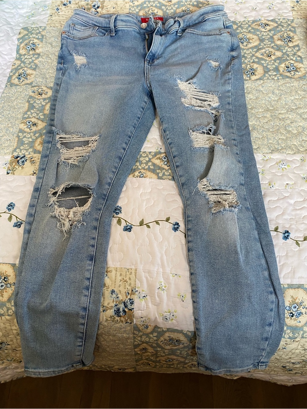 Guess Light Blue Distressed Boyfriend Jeans